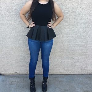 H&M Leather Peplum Top
